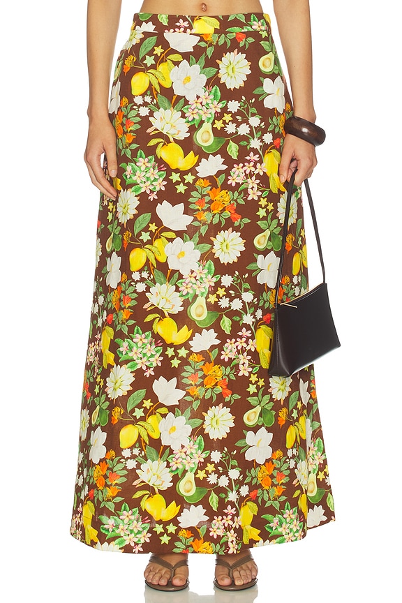 view 1 of 6 FALDA SKIT in Chocolate Brown Realistic Multi Motif