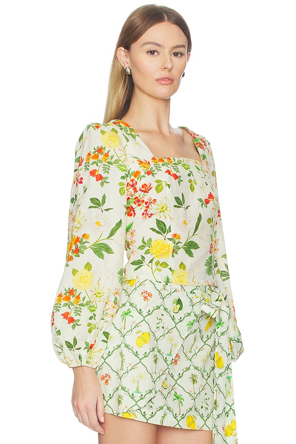 view 2 of 4 Square Neck Crop Blouse in Ivory Mixed Floral