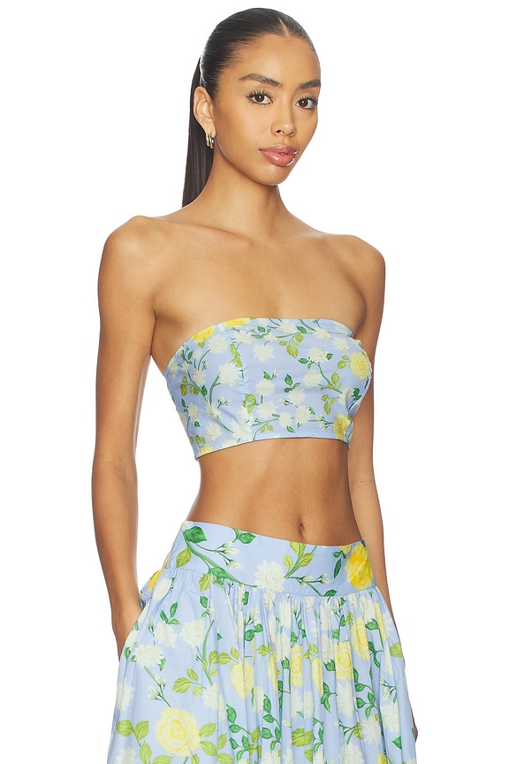 view 2 of 4 Bandeau in Ice Blue, Yellow Rose & Mogra