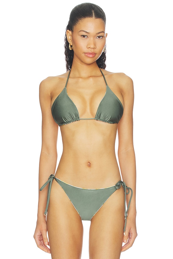 view 2 of 5 HAUT DE MAILLOT DE BAIN BIKINI TOP in Yellow Sapphire, Wisteria & Army