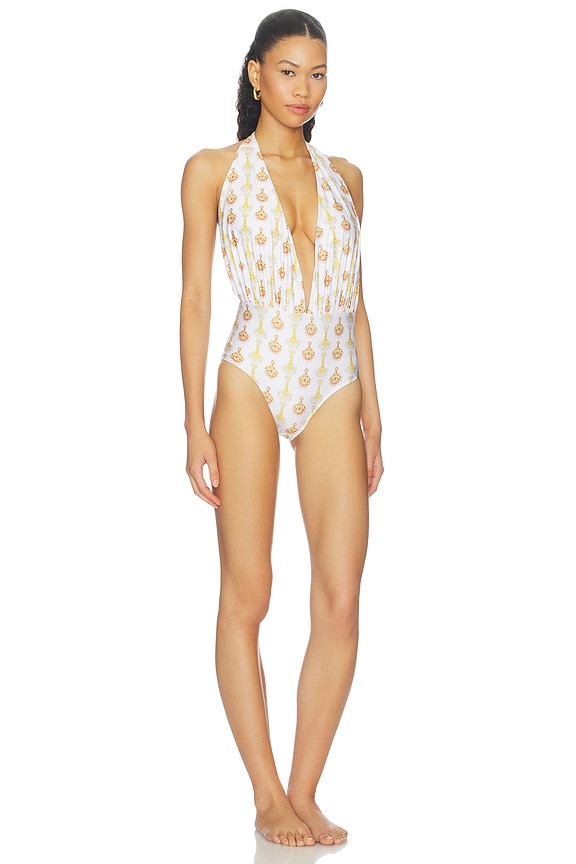 view 2 of 3 Plunge Neck Maillot in Ivory