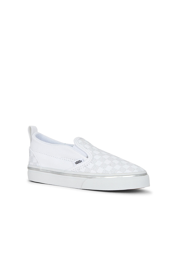view 2 of 6 Toddlers Slip-On V in Metallic Checkerboard Silver & True White