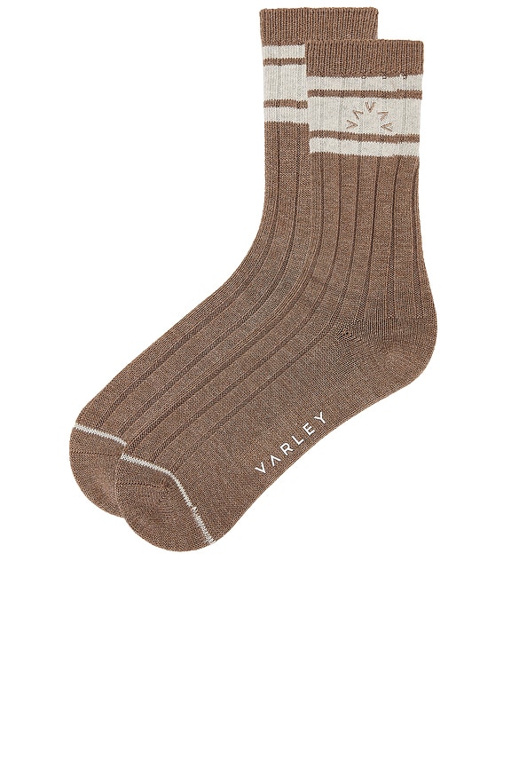 view 2 of 2 MALISSA 플러시 와이드 리브 양말 in Mink Taupe Marl