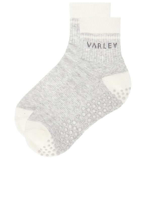 view 2 of 4 Grayson Half Crew Grip Sock in Light Grey Marl