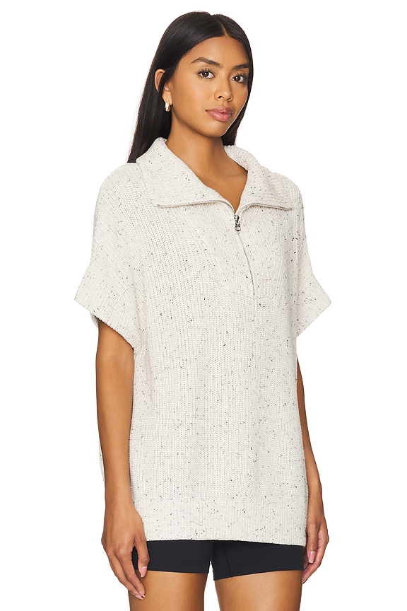 view 2 of 5 Reagan Knit Half Zip Sweater Tank in Vaporous Grey Fleck