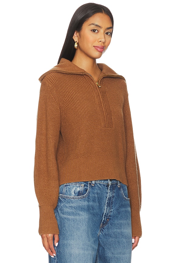 view 2 of 4 Maura Half Zip Rib Knit in Caramel Pecan