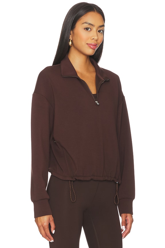 view 2 of 4 Sian Cropped Half Zip Mid Layer in Brown
