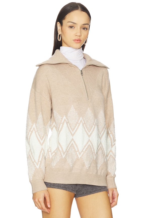 view 2 of 4 Betty Jacquard Half Zip Sweater in Light Taupe