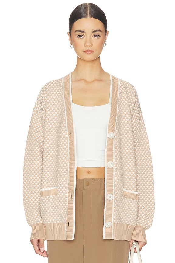 view 1 of 5 Tarran Stitch Knit Cardigan in Light Taupe