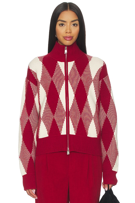 view 2 of 5 Karina Jacquard Knit Jacket in Red Dahlia