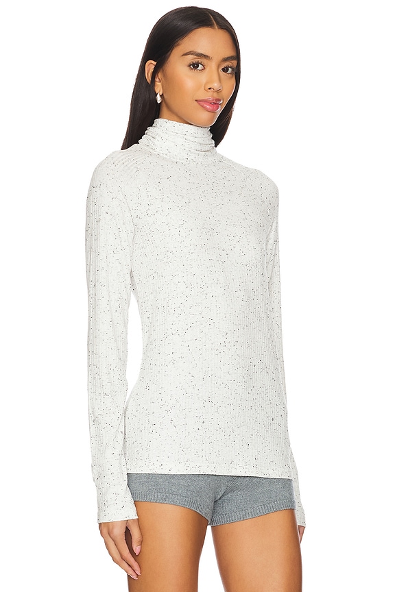 view 2 of 5 Roya Roll Neck Long Sleeve Tee in Egret & Black Fleck