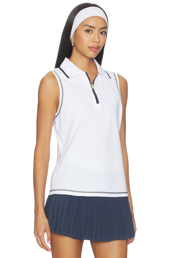 view 2 of 4 Cammie Performance Tank Top in White & Blue Night