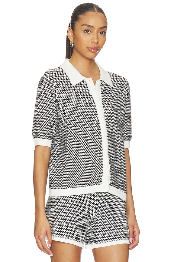 view 2 of 5 Gaelle Polo Knit Top in Snow White & Black