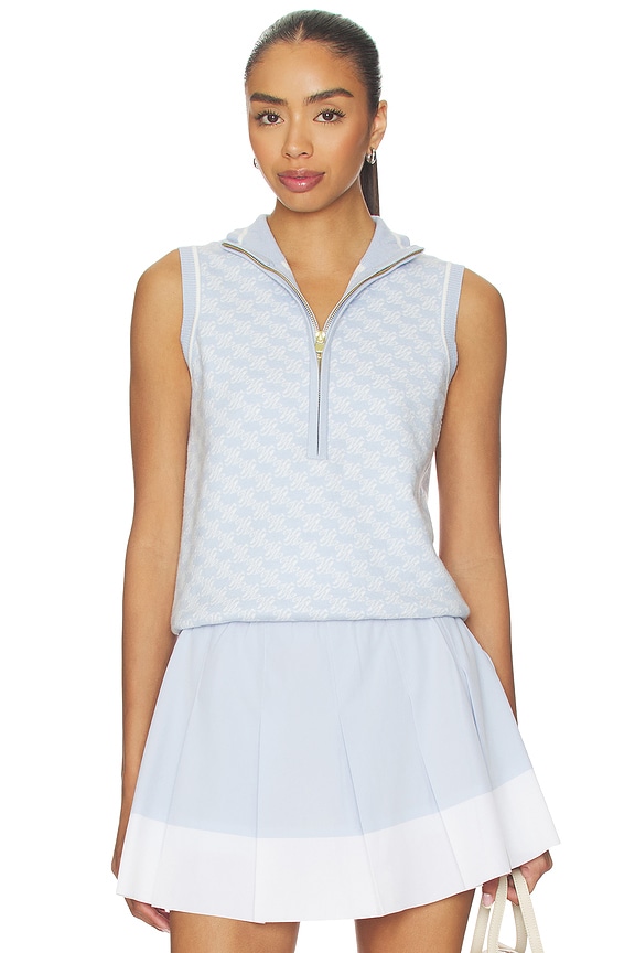 view 1 of 5 Vincent Half Zip Knit Top in Xenon Blue & White