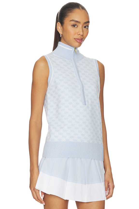 view 2 of 5 Vincent Half Zip Knit Top in Xenon Blue & White