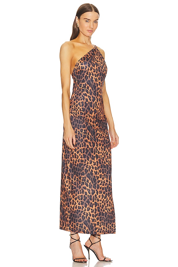 view 2 of 3 Strappy One Shoulder Maxi Dress in Leopard