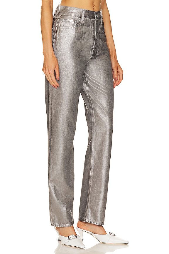 view 2 of 4 Daniela Metallic Straight Leg Jeans in Light Gunmetal