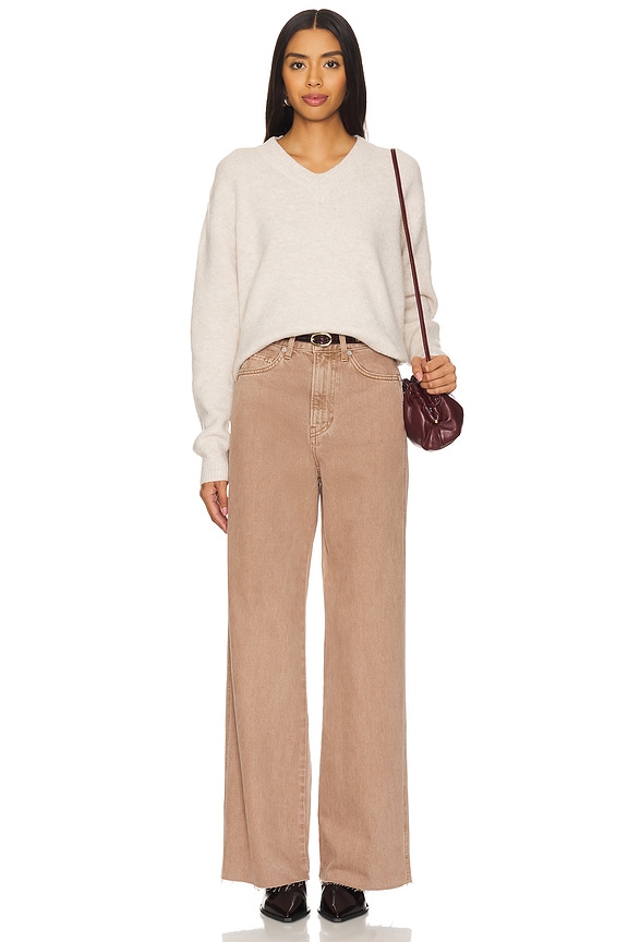 Veronica Beard Taylor High Rise Wide Leg Jeans in Tan Sierra | REVOLVE