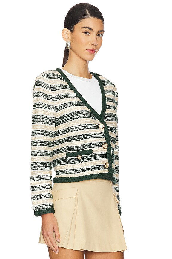 view 2 of 4 VESTE EN MAILLE CLAUDINE in Ivory & Hunter Green