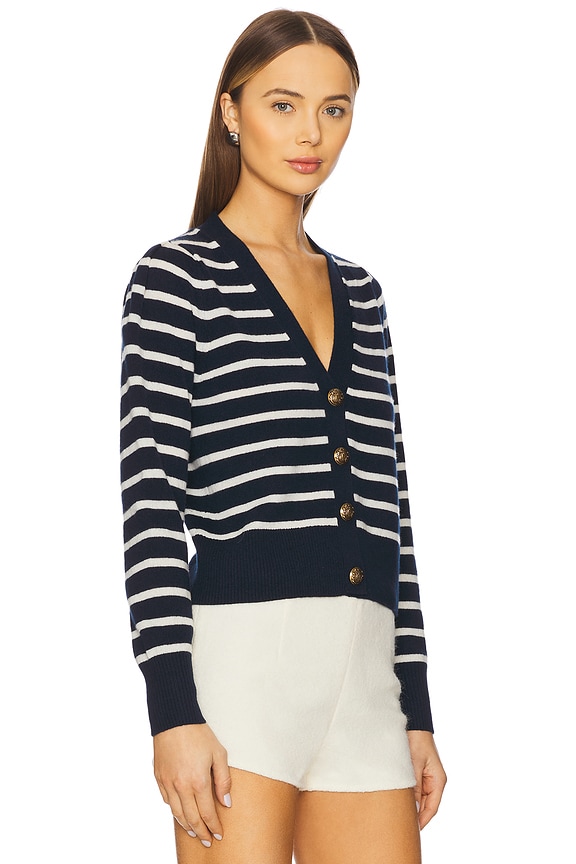 view 2 of 4 Solene Cashmere Cardigan in Navy & Ivory