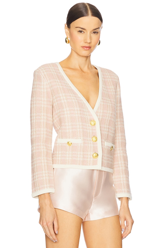 view 2 of 5 Claudine Knit Jacket in Off White & Pink Clay