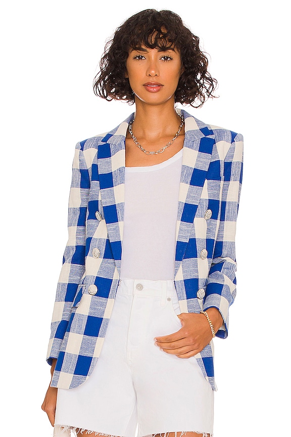 Veronica Beard Bexley Dickey Jacket in White & Cobalt | REVOLVE