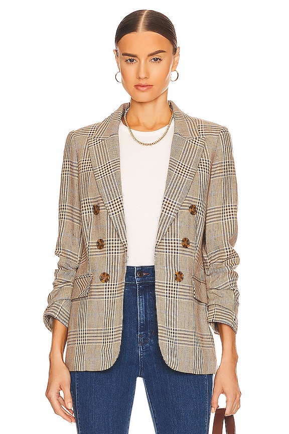 Veronica Beard Beacon Dickey Jacket in Camel & Steel Blue Multi | REVOLVE