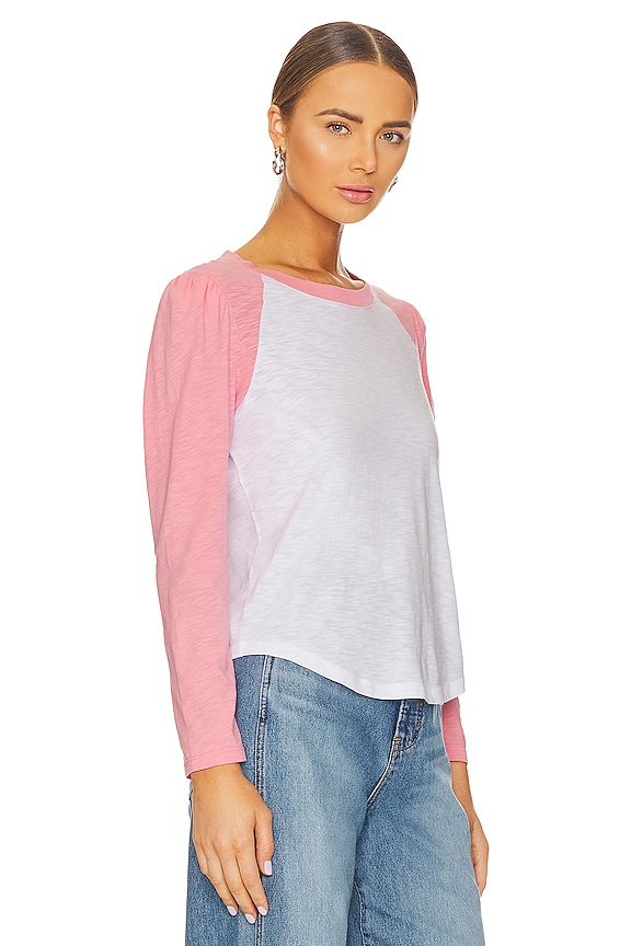 view 2 of 4 Mason Baseball Tee in White & Peony