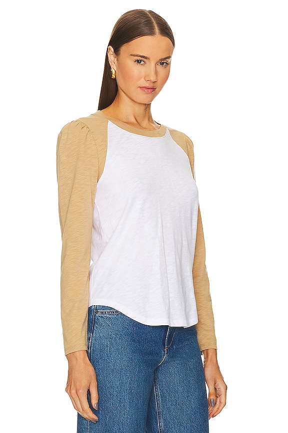 view 2 of 4 Mason Baseball Tee in White & Khaki