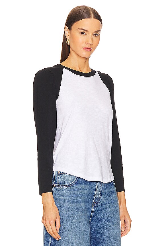 view 2 of 4 Mason Baseball Tee in White & Black