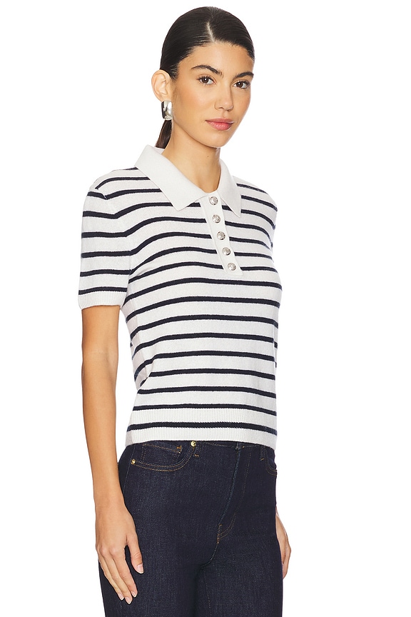 view 2 of 4 Brandt Cashmere Polo in Ivory & Navy