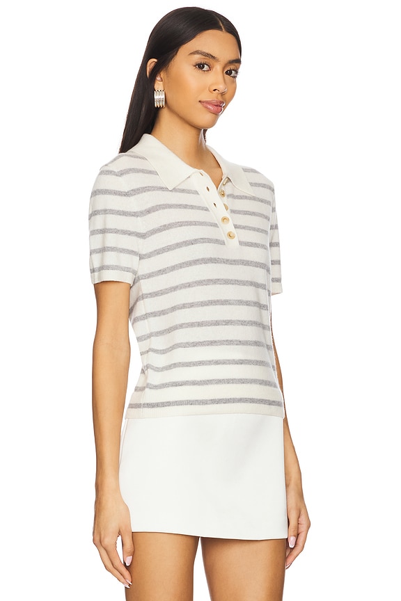 view 2 of 4 Brandt Cashmere Polo in Ivory & Heather Grey