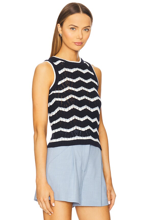 view 2 of 4 Cropped Jerrel Knit Tank in Navy, Off White, & Bluebell