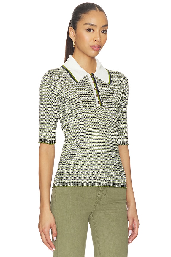 view 2 of 5 Soza Polo Top in Navy, Cactus & Off White