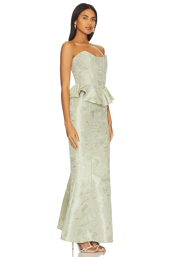 view 2 of 3 VESTIDO CORSÉ WAVERLY in Sage Windsor Brocade