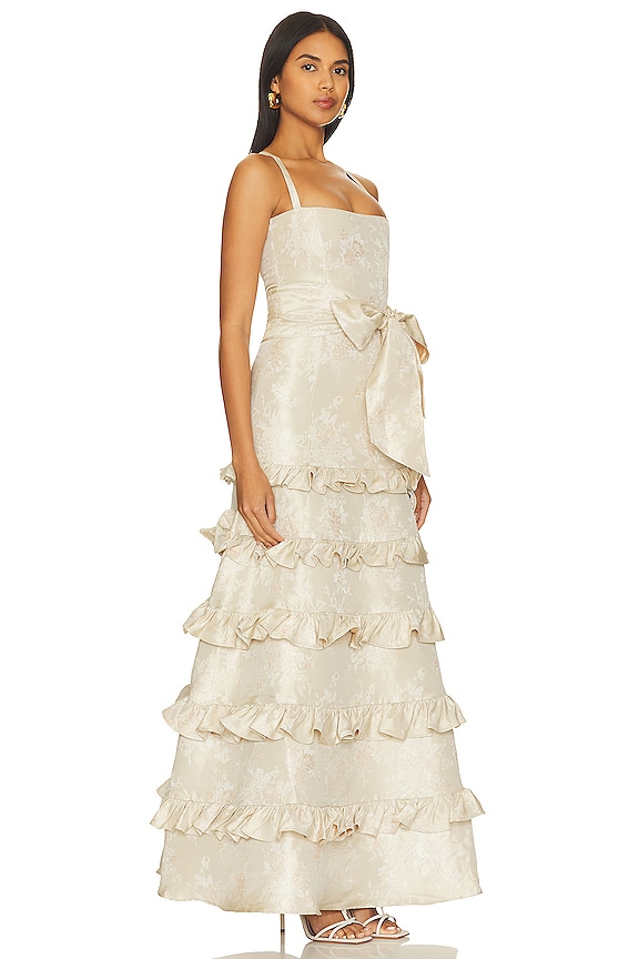 view 2 of 3 ROBE DE SOIRÉE PIANA in Taupe Windsor Brocade