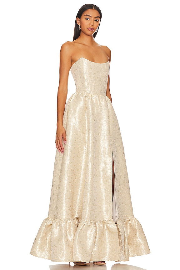 view 2 of 5 ROBE DE SOIRÉE BUSTIER CHARLOTTE in Taupe Duchess