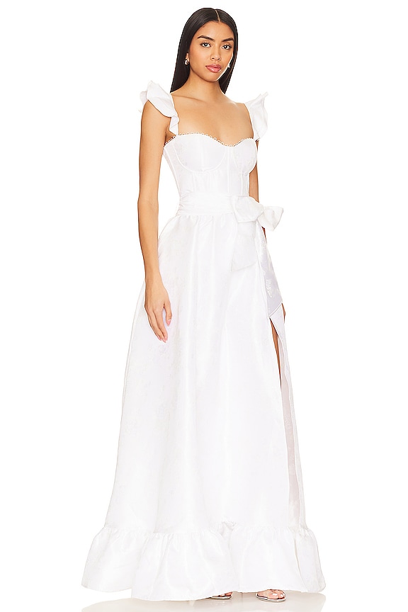 view 2 of 3 Veronica Corset Gown in White Windsor Brocade