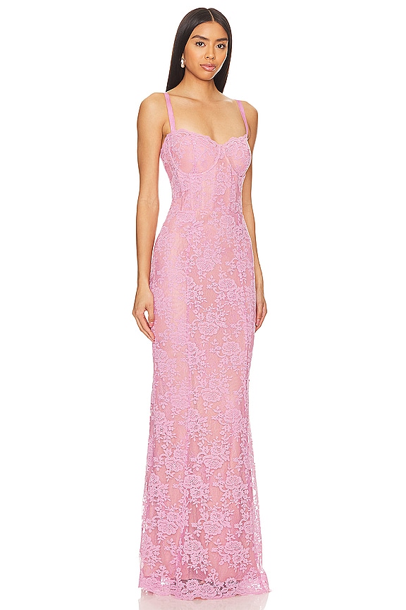 view 2 of 3 Ruby Gown in Begonia Pink Lace