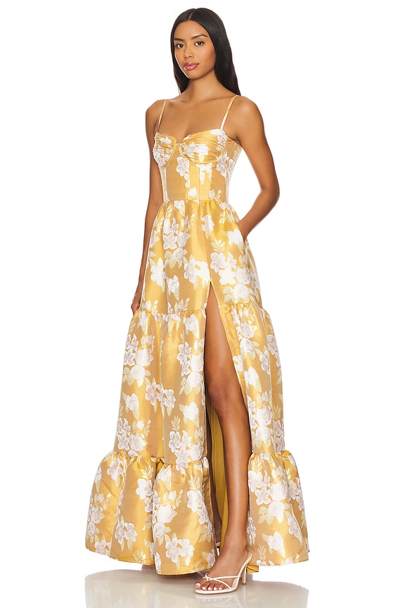 view 2 of 3 Lucetta Gown in Gold Baroque Floral