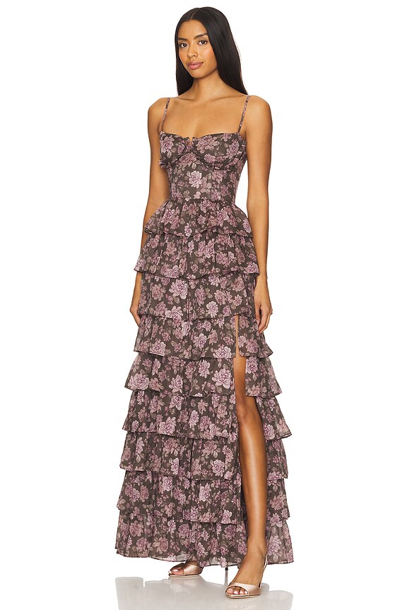 view 2 of 3 Josephine Dress in Chocolate Peony Print