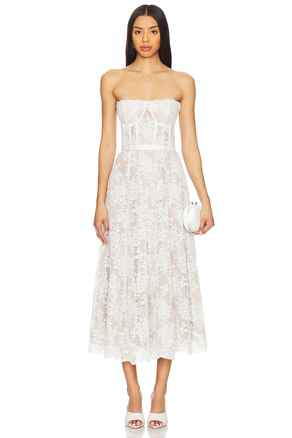 view 2 of 4 Katherine Midi Dress in White Chantilly Lace