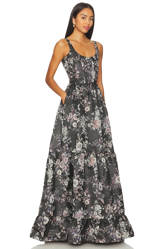 view 2 of 3 Avery Gown in Black Lilibet Brocade