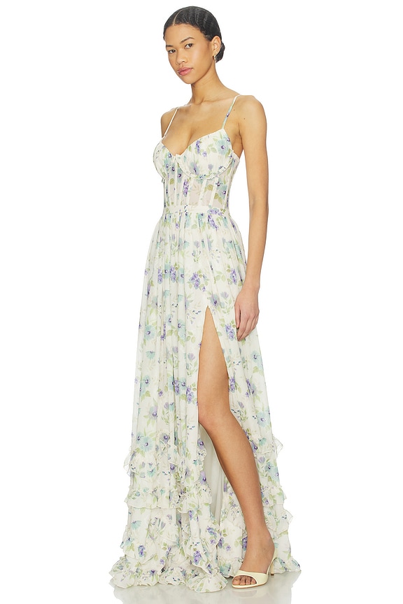 view 2 of 3 Carmen Dress in Blue Watercolor Floral