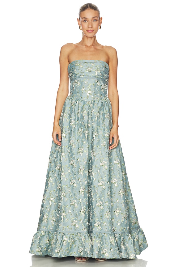 view 2 of 4 Ava Dress in Slate Blue Cheverny Brocade