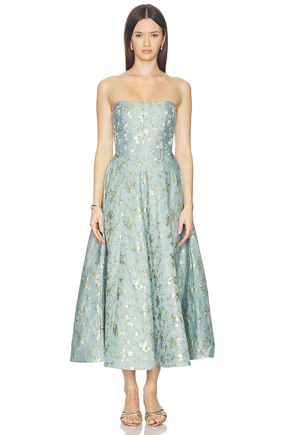 view 2 of 4 Hazel Dress in Slate Blue Cheverny Brocade