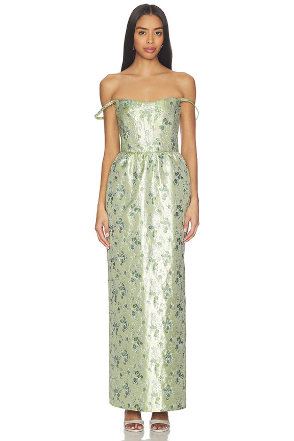 view 2 of 5 Cheryl Dress in Peridot Cheverny Brocade