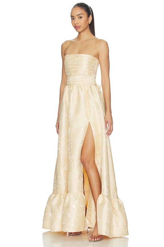 view 2 of 4 ROBE DE SOIRÉE REGINA in Butter Yellow Baroque Floral