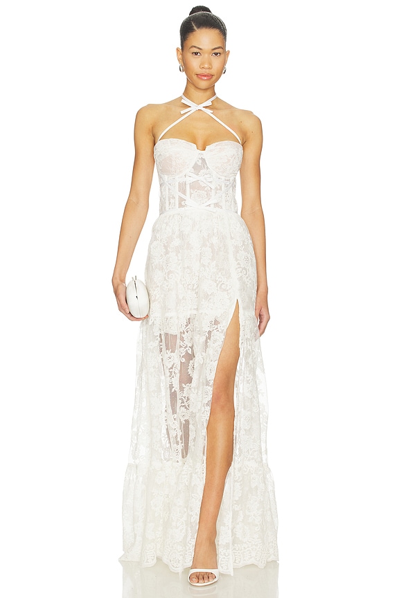 view 1 of 5 Eloise Maxi Dress in White Chantilly Lace