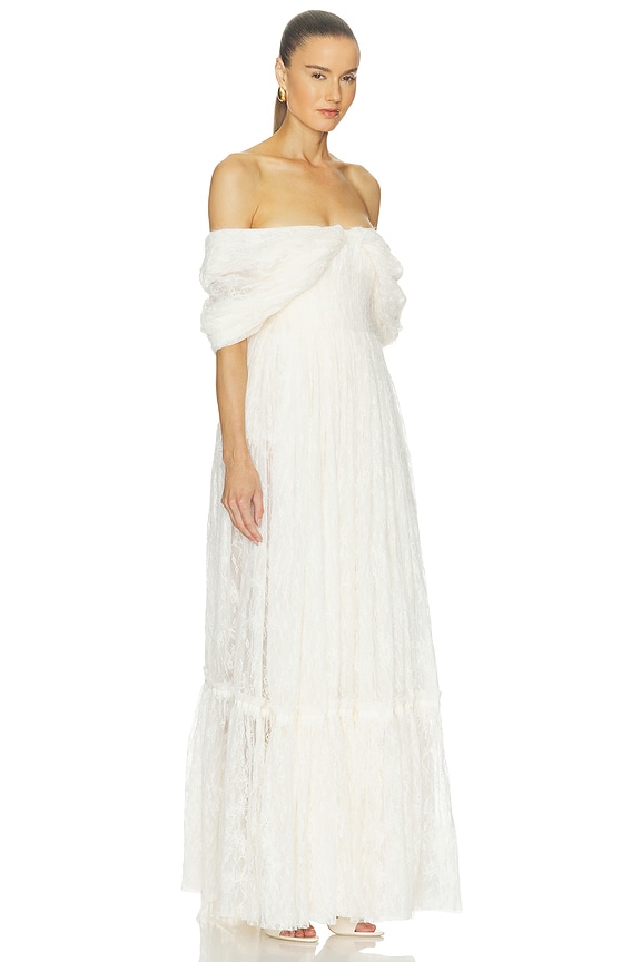 view 2 of 4 VESTIDO LARGO LEON in Eggshell Fuzzy Lace